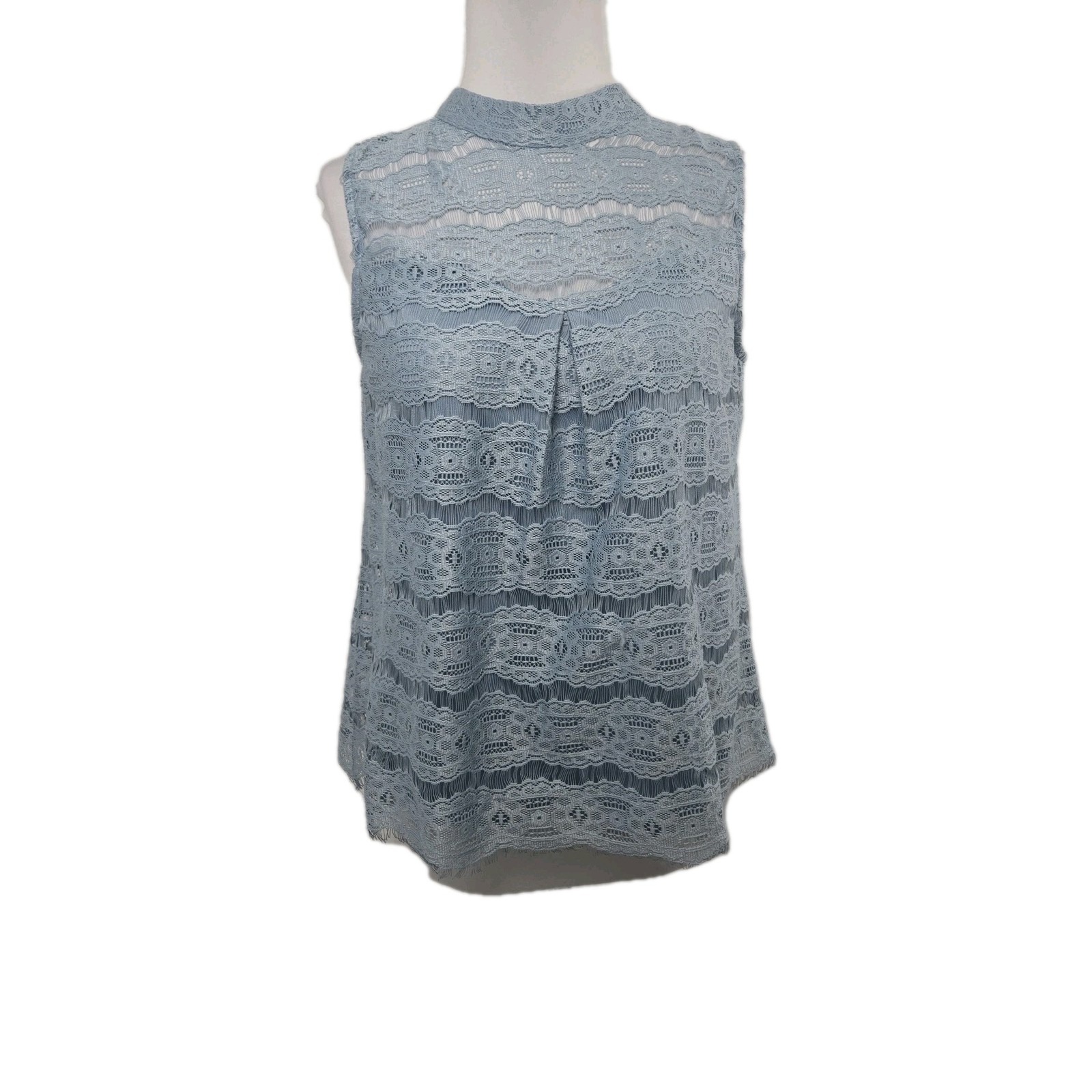 Lily White- Junior Large High Neck Sleeveless All Over Lace Top Fully Lined